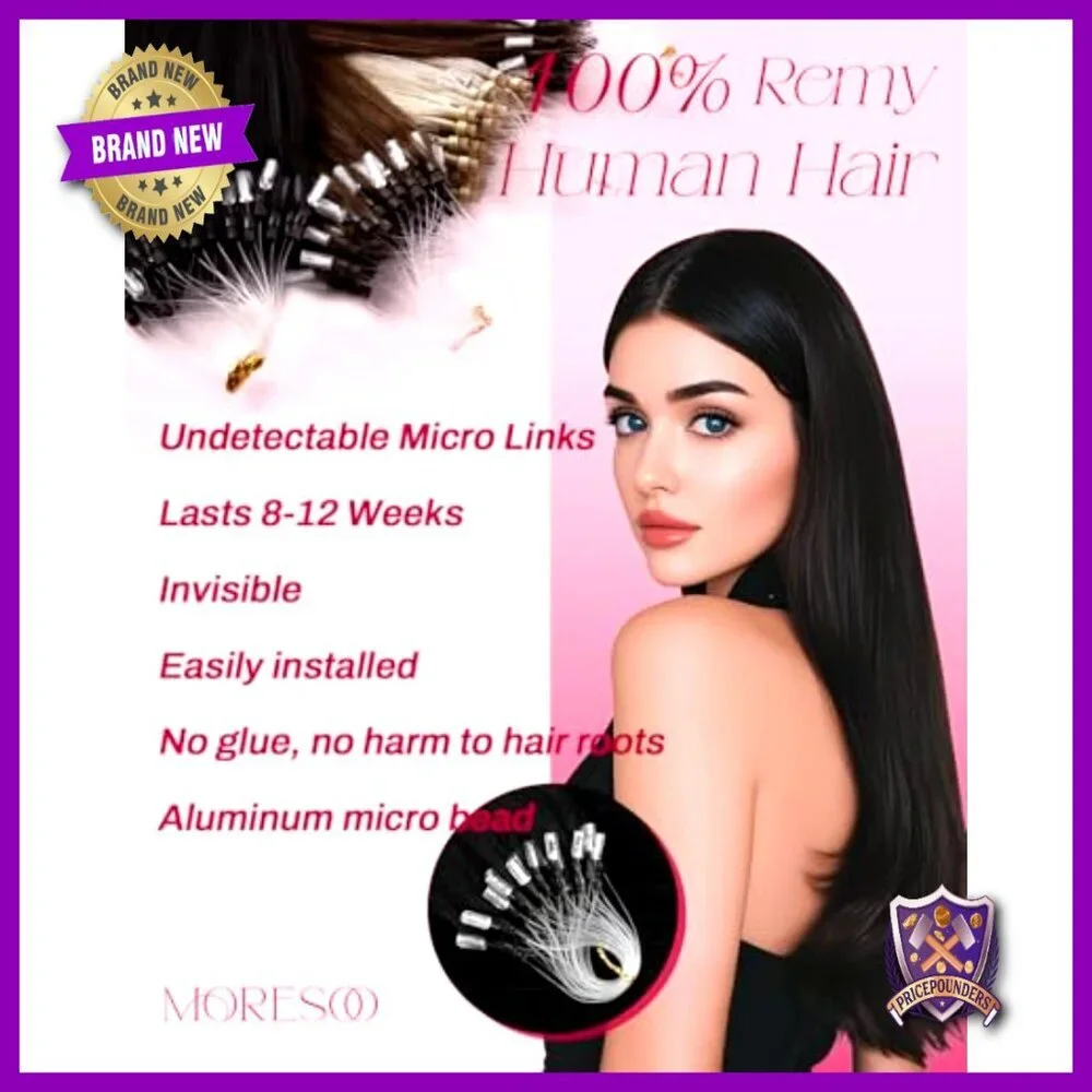 24 Inch Human Hair Extensions, Microlink Beads, Easy Install, 57g
